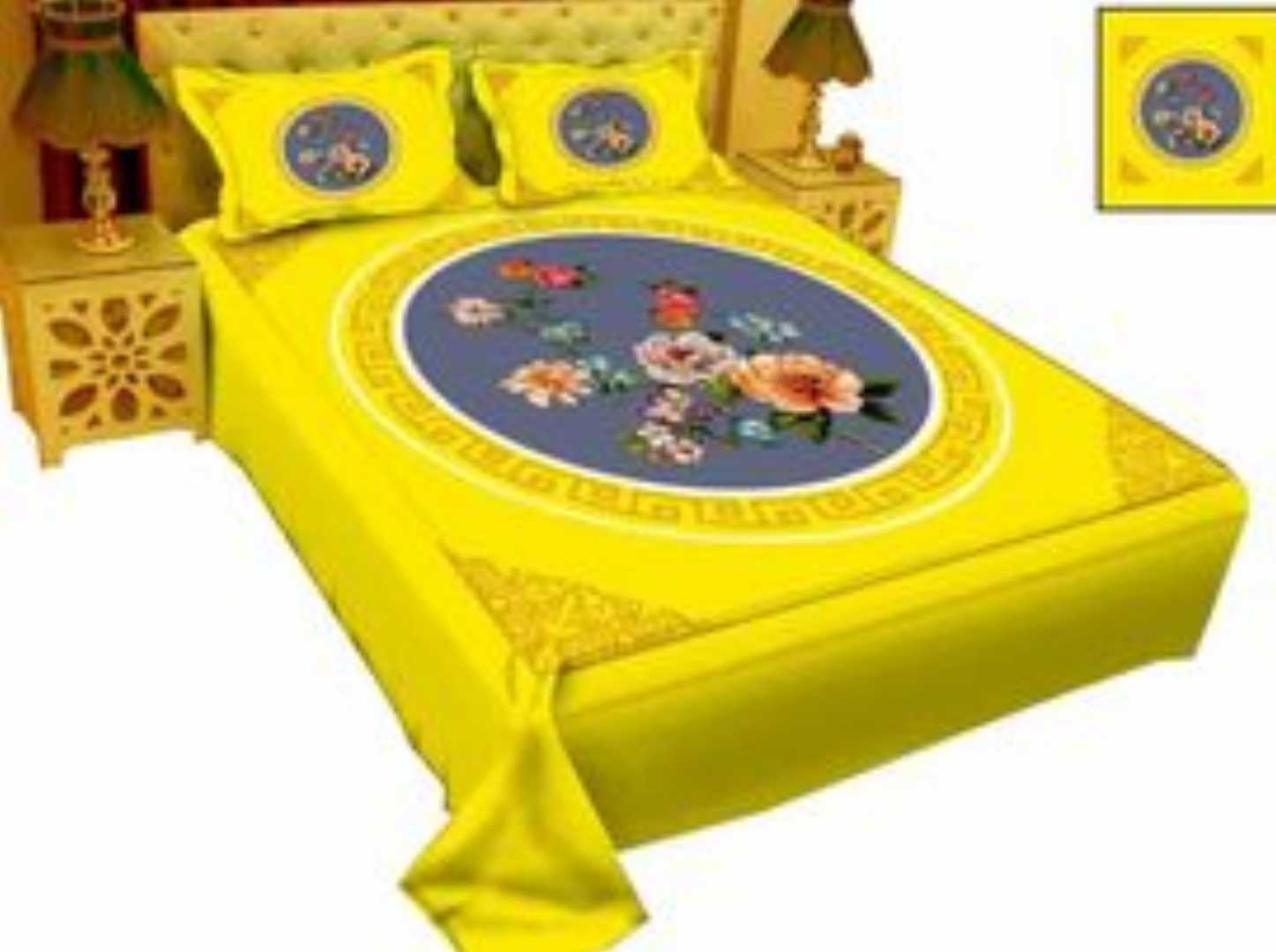 Yellow,Color,King,Size,Cotton,Bed,Sheet,designer cotton bed sheets,bed sheet price in bangladesh,cotton bed sheets,new collection bedsheets,exclusive bed sheet in bd,cotton double bed sheets,best bed